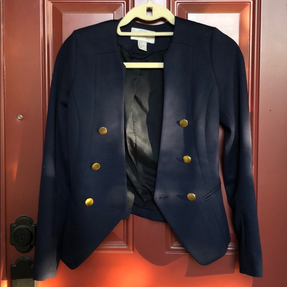 H&M Navy Blue suit jacket with gold details